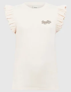 Brooklyn Ruffle Rib Top Gebroken Wit