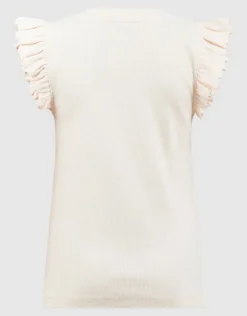 Brooklyn Ruffle Rib Top Gebroken Wit
