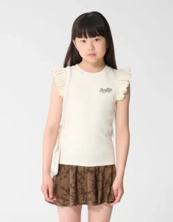 Brooklyn Ruffle Rib Top Gebroken Wit