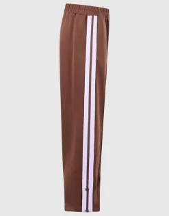 Button Wide Leg Fit Broek Bruin