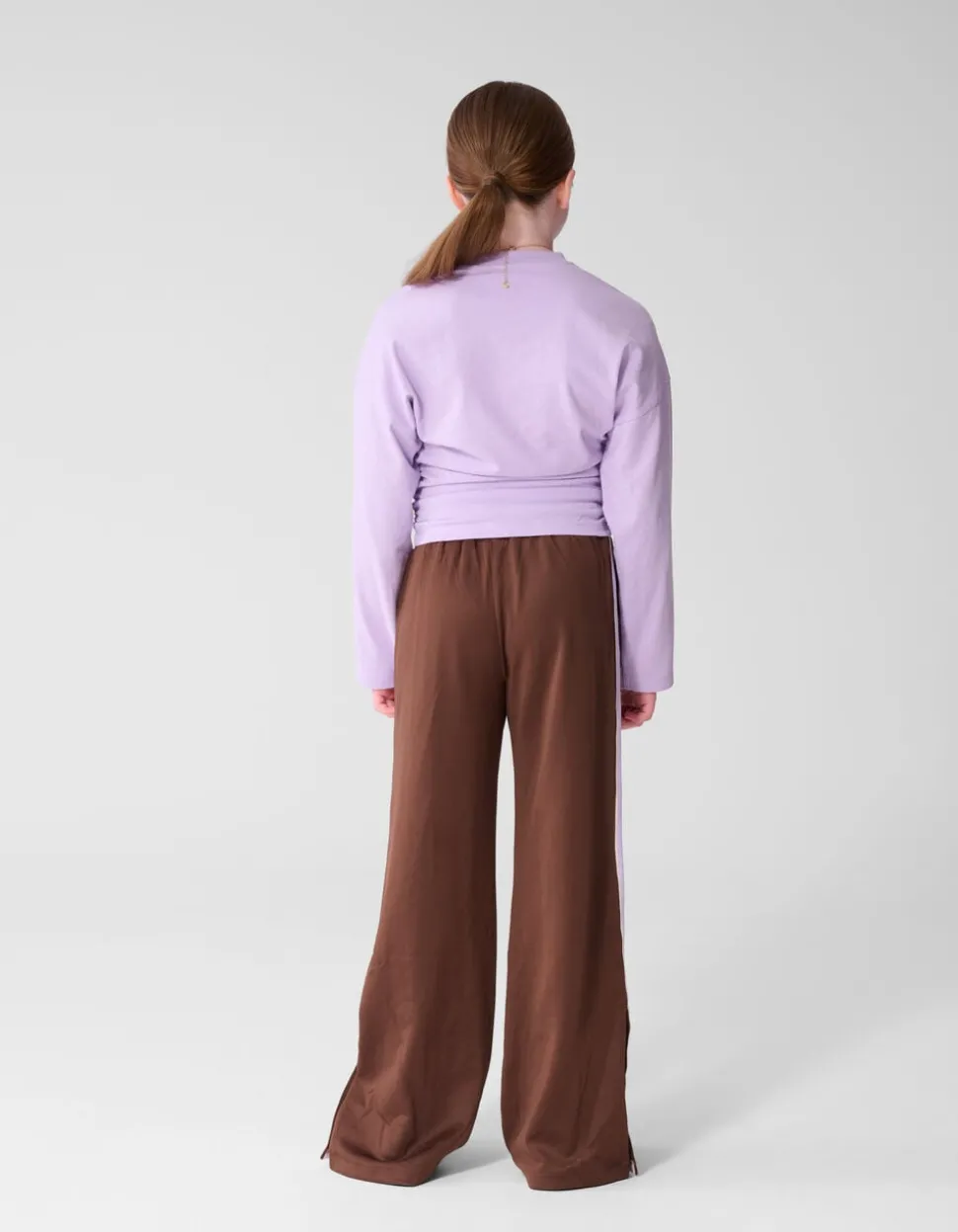 Button Wide Leg Fit Broek Bruin