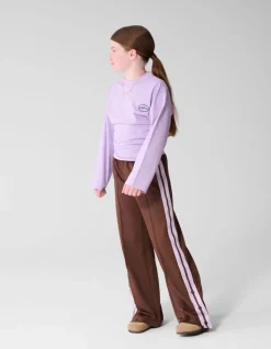 Button Wide Leg Fit Broek Bruin
