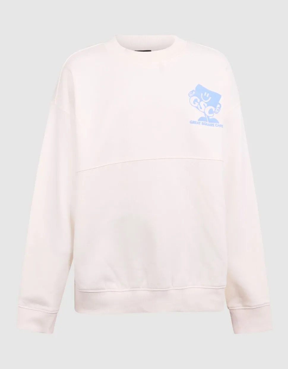 Café Artwork Sweater Gebroken Wit