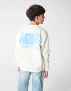 Café Artwork Sweater Gebroken Wit