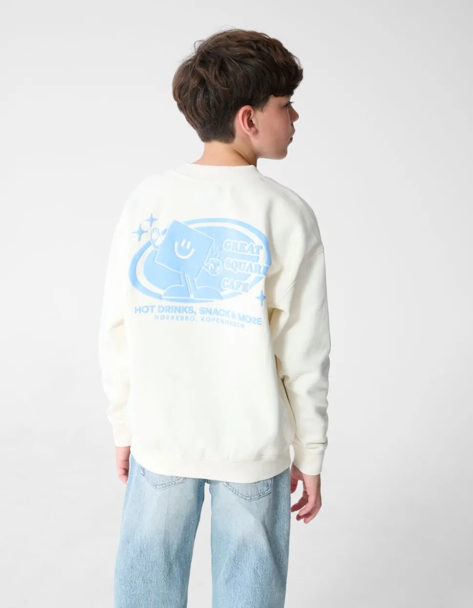 Café Artwork Sweater Gebroken Wit