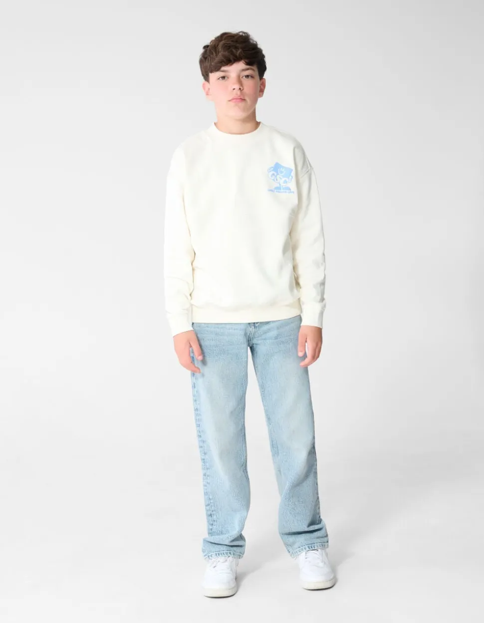 Café Artwork Sweater Gebroken Wit
