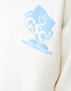 Café Artwork Sweater Gebroken Wit