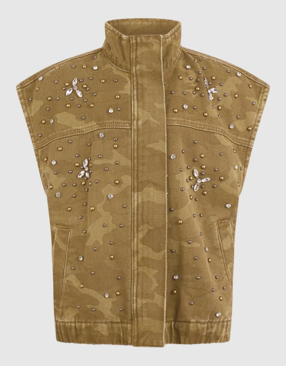 Camo Embellished Gilet Groen