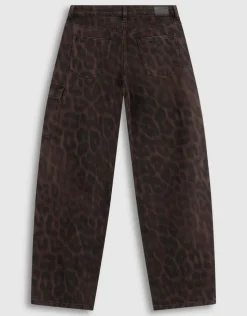 Cargo Leopard Print Jeans Bruin