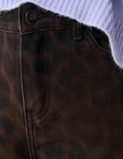 Cargo Leopard Print Jeans Bruin