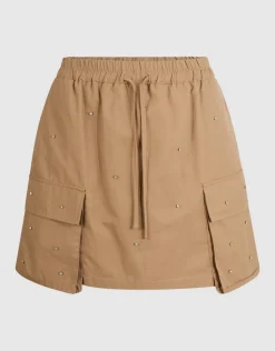 Cargo Strass Mini Rok Beige