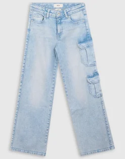 Cargo Wide Leg Fit Jeans Bleached