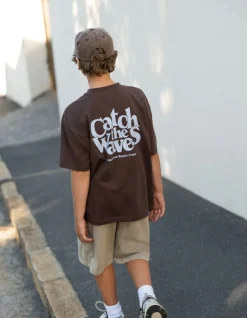 Catch Artwork T-shirt Donkerbruin