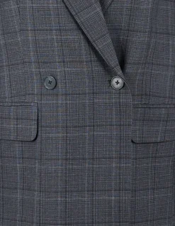 Check Blazer Jurk Donkergrijs