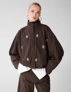 Check Bomber Blouse Donkerbruin
