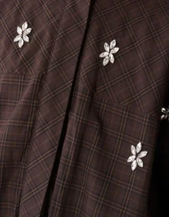 Check Bomber Blouse Donkerbruin