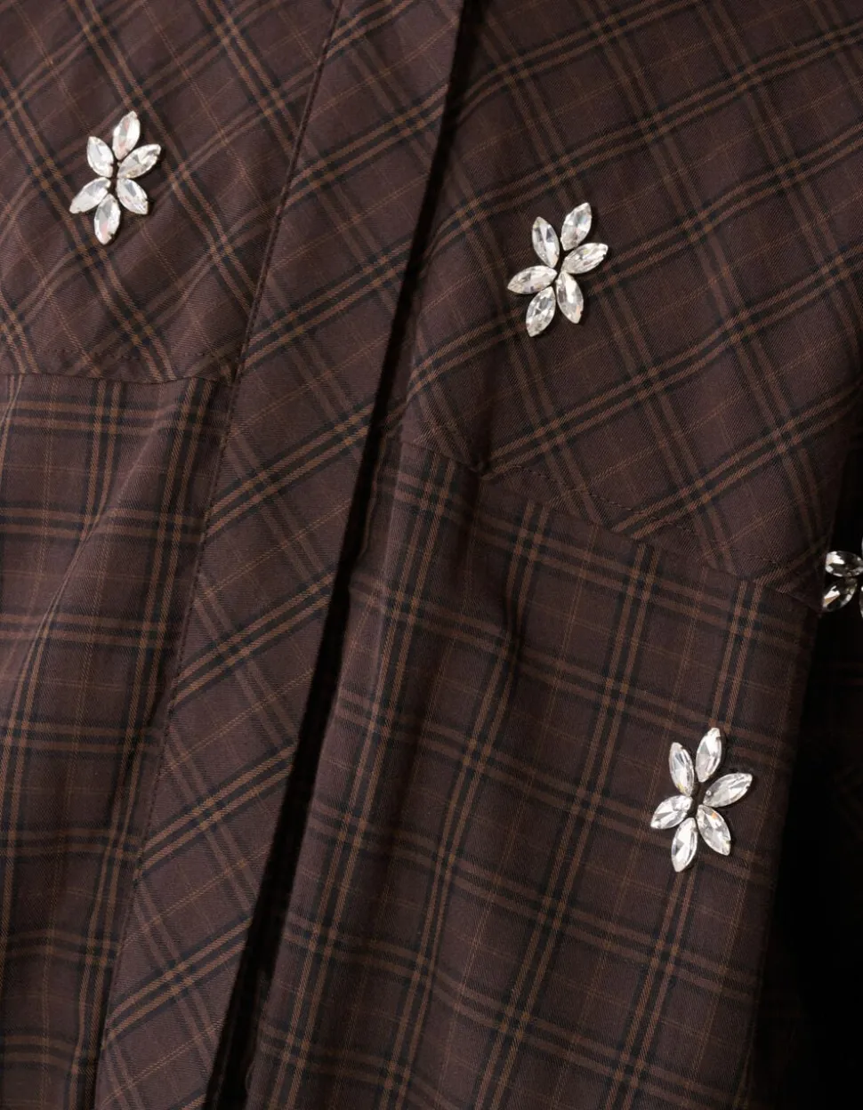 Check Bomber Blouse Donkerbruin