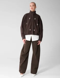 Check Bomber Blouse Donkerbruin
