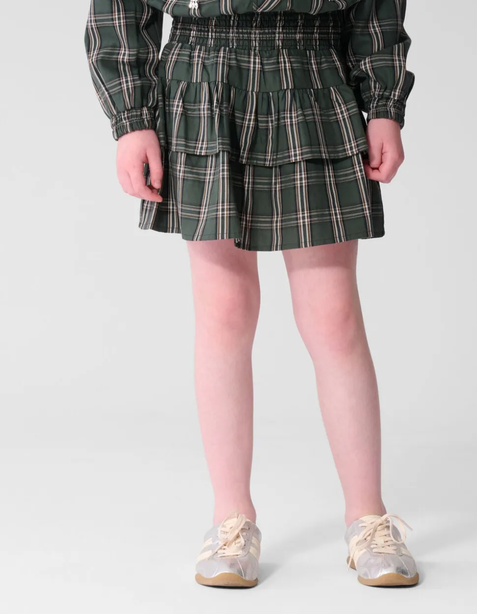 Check Ruffle Rok Groen