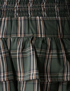 Check Ruffle Rok Groen
