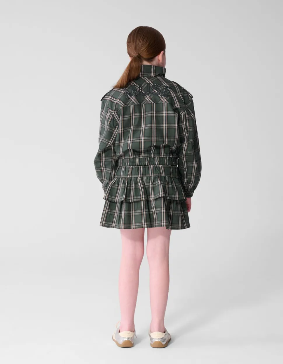 Check Ruffle Rok Groen