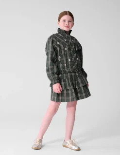 Check Ruffle Rok Groen