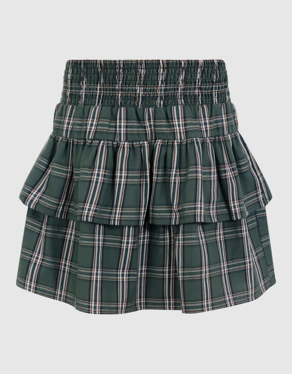 Check Ruffle Rok Groen