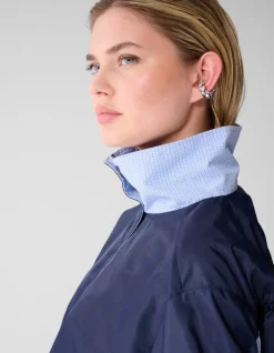 Check Satin Bomber Blauw