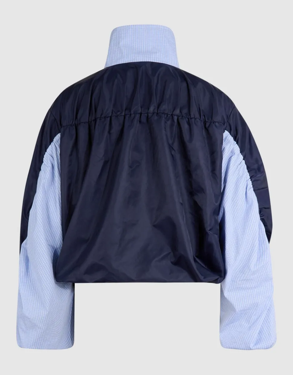 Check Satin Bomber Blauw