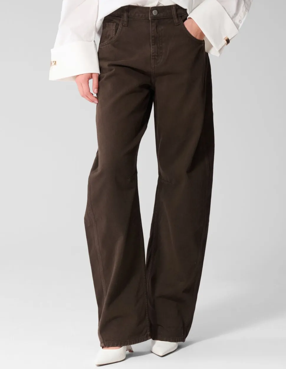 Clean Barrel Fit Jeans Bruin