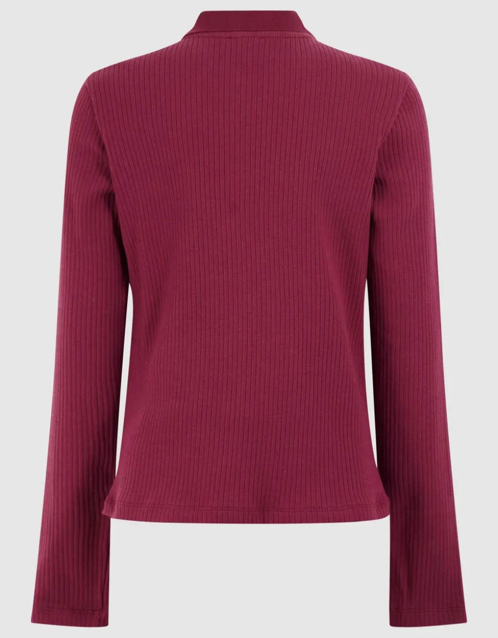 Collar Zip Longsleeve Top Donkerrood