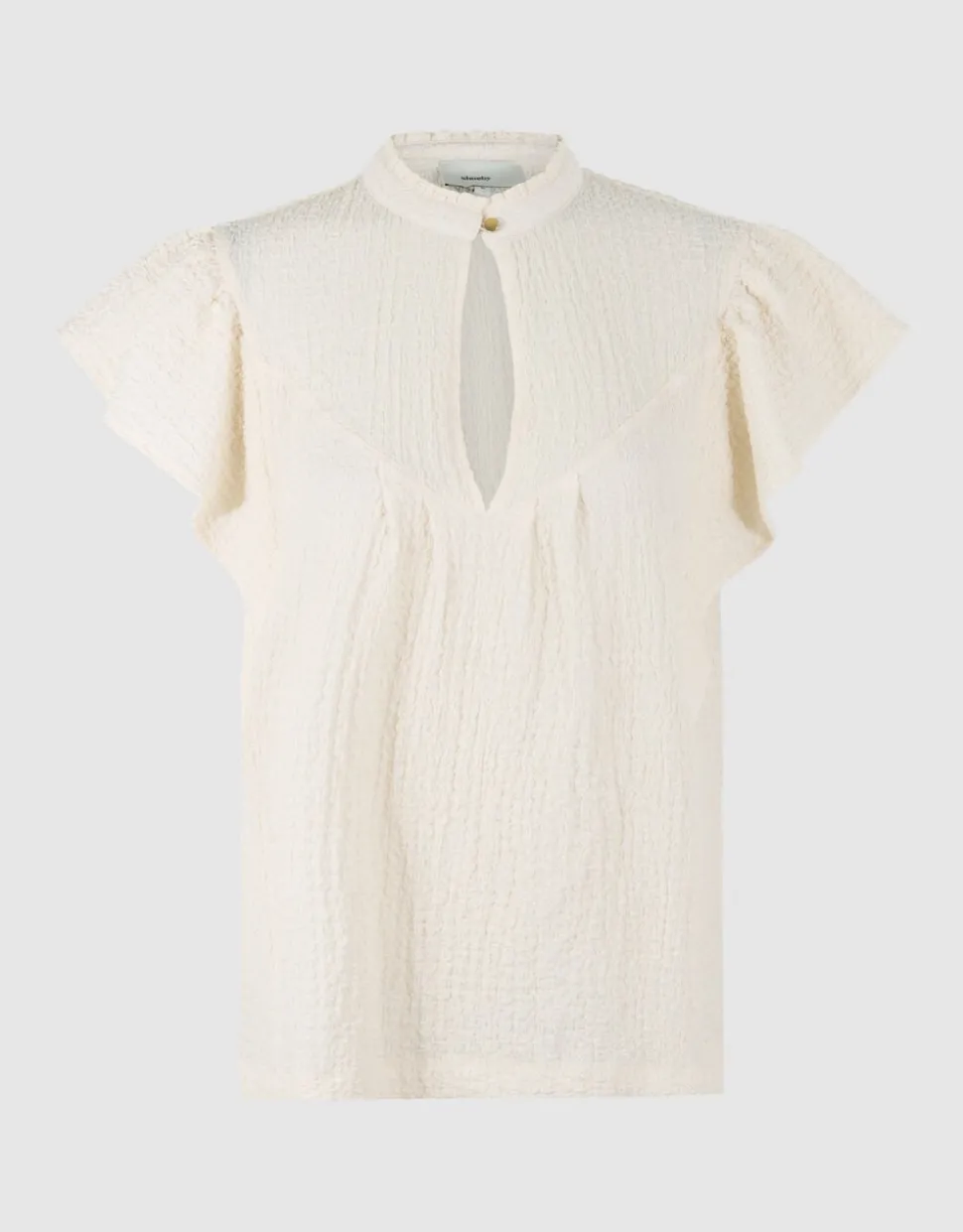 Crinkle Ruffle Top Gebroken Wit