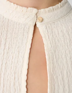 Crinkle Ruffle Top Gebroken Wit