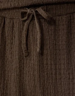 Crinkle Wide Leg Fit Broek Bruin