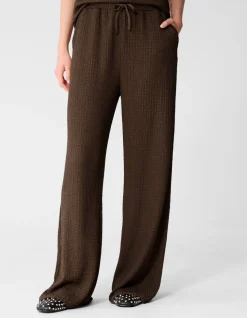 Crinkle Wide Leg Fit Broek Bruin