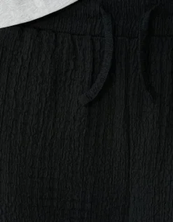 Crinkle Wide Leg Fit Broek Zwart