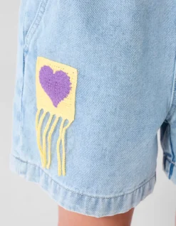 Crochet Denim Short Blauw