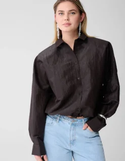 Croco Blouse Donkerbruin