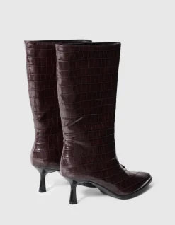 Croco Lak Laarzen Donkerbruin