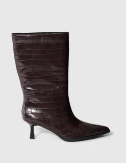Croco Lak Laarzen Donkerbruin