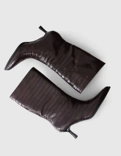 Croco Lak Laarzen Donkerbruin