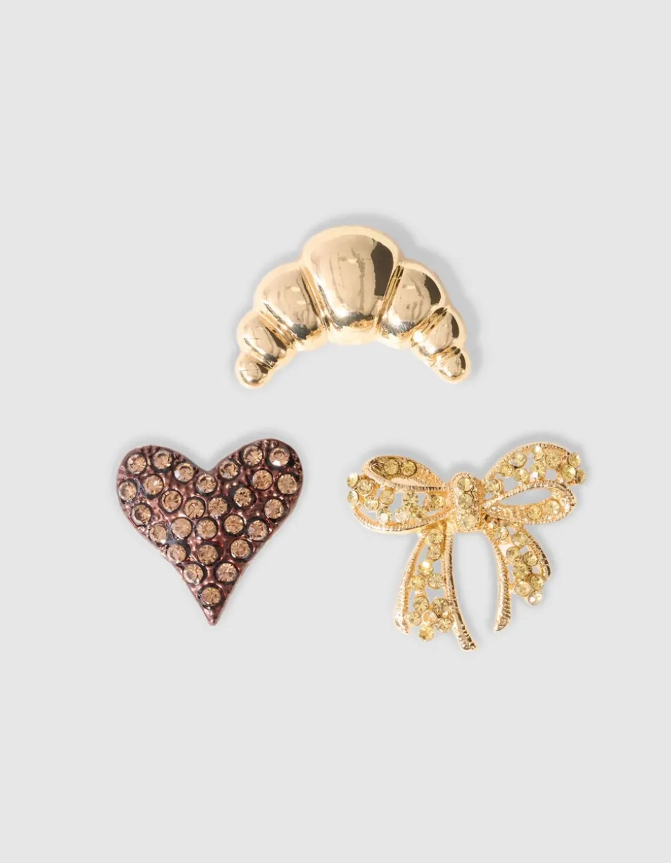 Croissant Broche Set Bruin/Goud