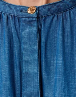 Cropped Denim Blouse Blauw