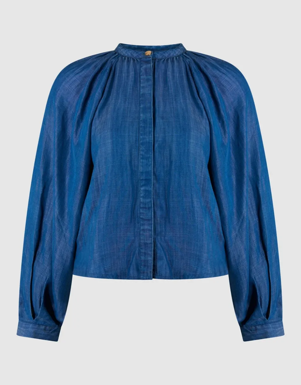 Cropped Denim Blouse Blauw