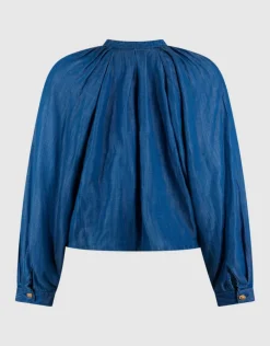 Cropped Denim Blouse Blauw