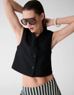 Cropped Gilet Zwart By Lonneke