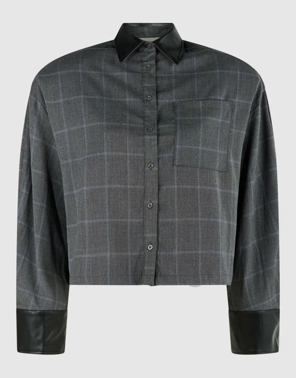 Cropped Ruiten Blouse Donkergrijs