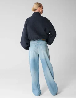 Cropped Ruiten Bomber Donkerblauw