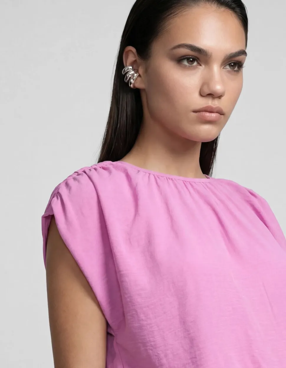 Cropped Twist Top Roze
