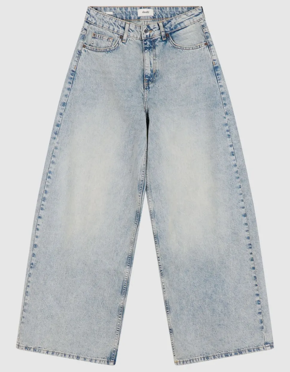Curved Wide Leg Fit Jeans Mediumstone